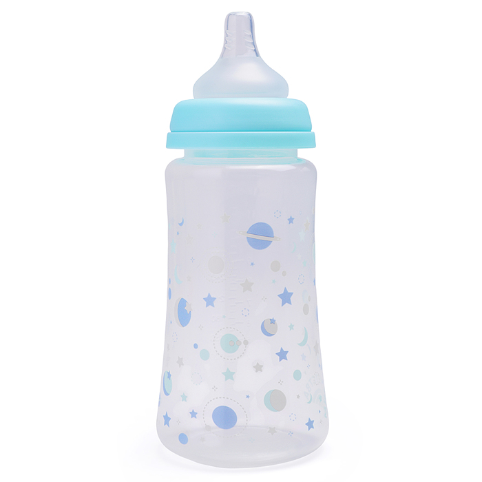 Бутылочка для кормления "Зверята" с широким горлом и  силиконовой соской молочной, 360 мл