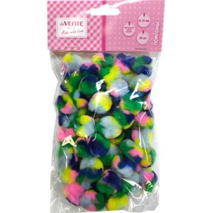 Набор помпонов для творчества "DIY" 25 мм, 50 шт, пастельные цвета 