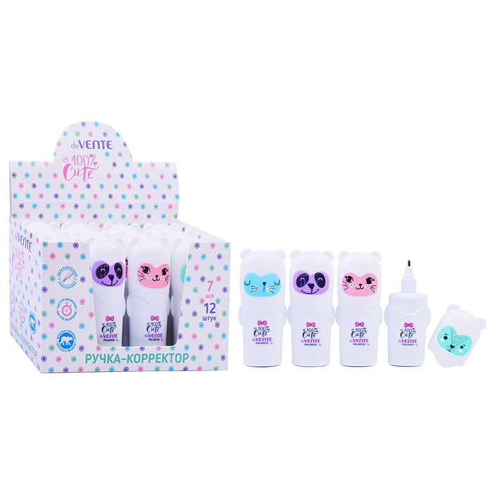 Ручка-корректор "100% Cute" 07 мл, быстросохнущая, укрывистая, для школьных тетрадей Ручка-корректор "100% Cute" 07 мл, быстросохнущая, укрывистая, для школьных тетрадей