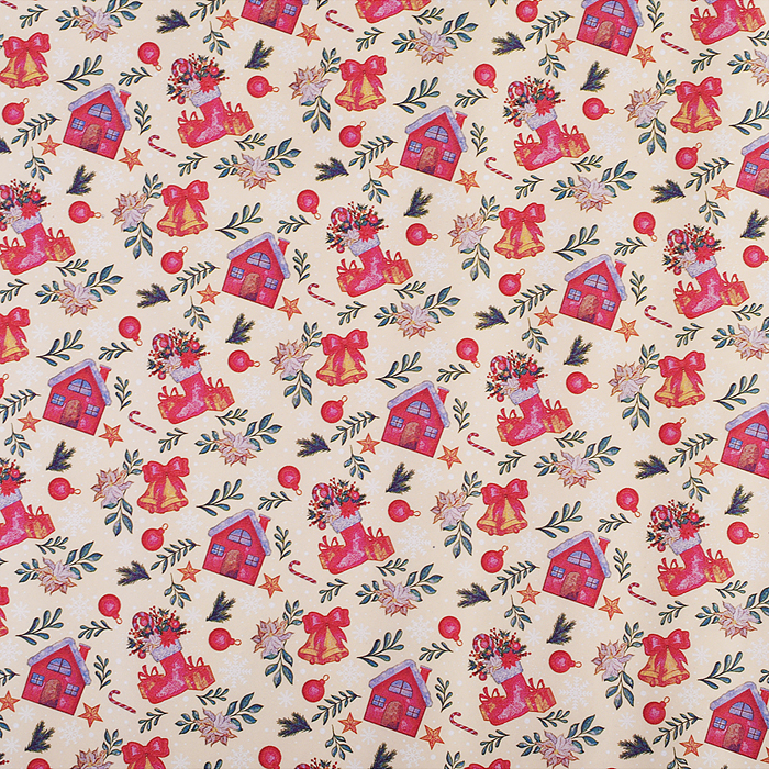 Упаковочная бумага супергладкая "Новогодняя" повышенной плотности, рулон в термопленке Упаковочная бумага супергладкая "Новогодняя" повышенной плотности, рулон в термопленке