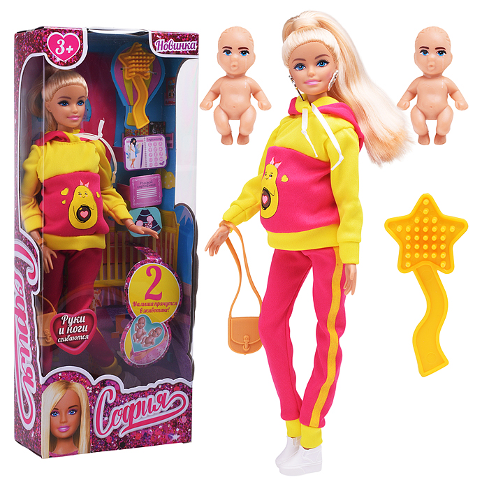 Кукла София беременная двойней 29 см (руки и ноги сгиб, акс.)