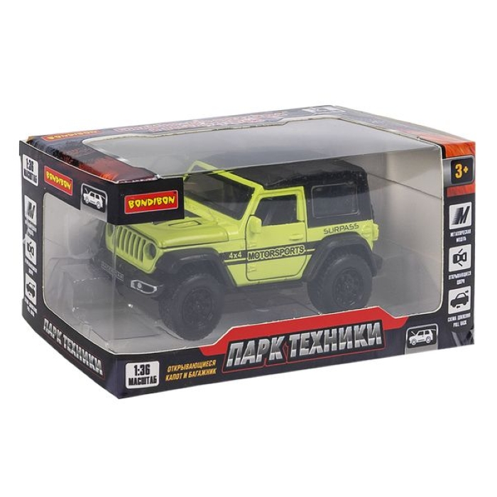 Машина метал. инерционная, М1:36, 4 открыв. двери "Парк Техники" джип салатовый Машина метал. инерционная, М1:36, 4 открыв. двери "Парк Техники" джип салатовый