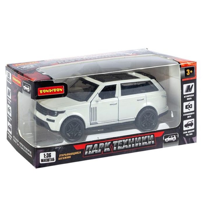 Машина метал. инерционная, М1:36, 3 открыв. двери "Парк Техники" джип белый Машина метал. инерционная, М1:36, 3 открыв. двери "Парк Техники" джип белый