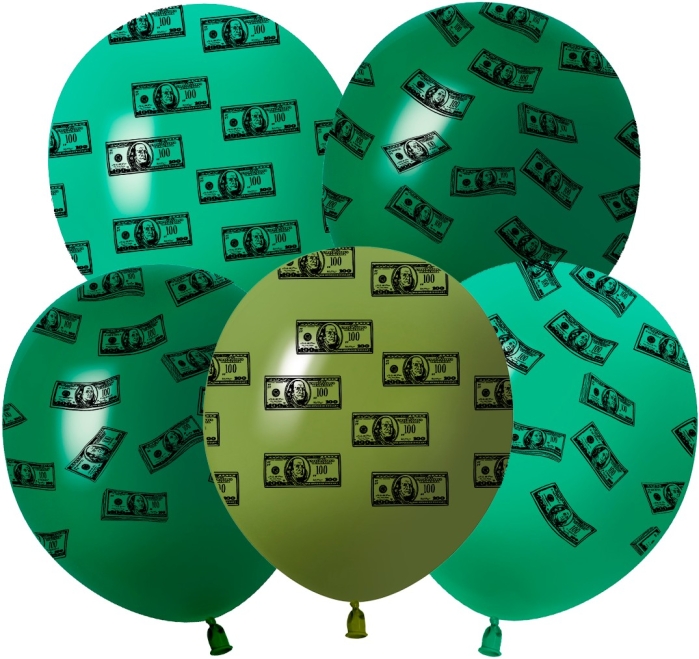 Шар (12''/30 см) Доллары, Ассорти, пастель, 5 ст, 25 шт. Шар (12''/30 см) Доллары, Ассорти, пастель, 5 ст, 25 шт.