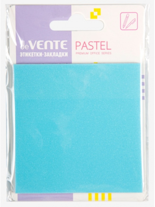 Самоклеящиеся этикетки-закладки "Pastel" пластиковые полупрозрачные, 76x76 мм, 50 листов, голубые