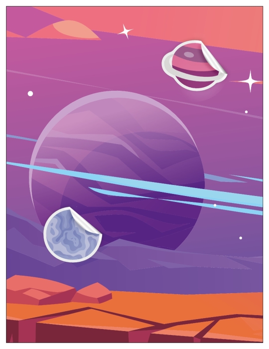 Веселые наклейки. В космосе