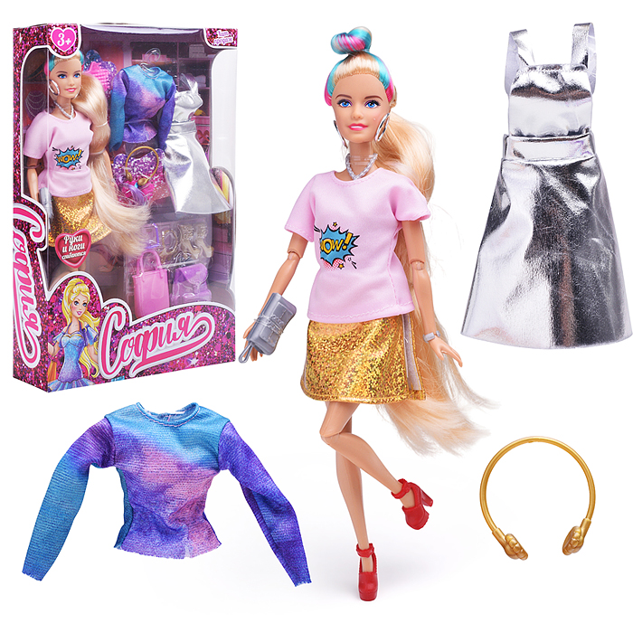 Кукла София 29 см. (руки и ноги сгиб, 2 комплекта одежды, акс.)