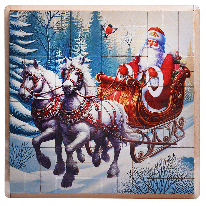 Настольная игра Джанга-пазл "Новогодние лошадки с Дед Морозом" (МДФ) Настольная игра Джанга-пазл "Новогодние лошадки с Дед Морозом" (МДФ)