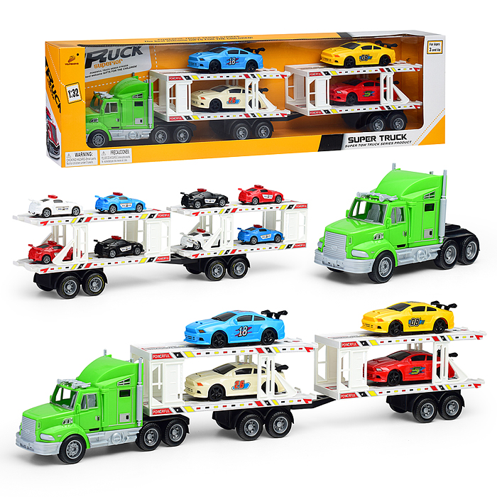 Автовоз PY800B-4 "Автотехнодрайв" с гоночными авто, в коробке