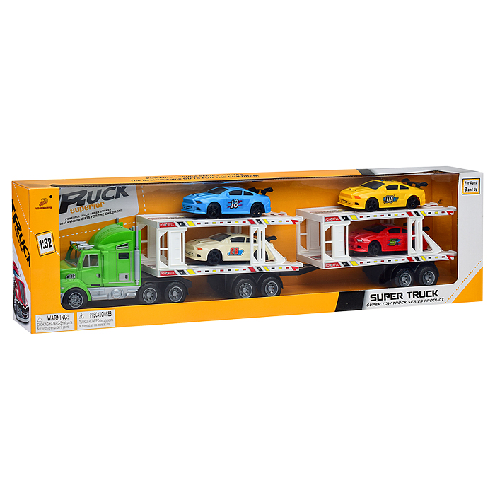 Автовоз PY800B-4 "Автотехнодрайв" с гоночными авто, в коробке