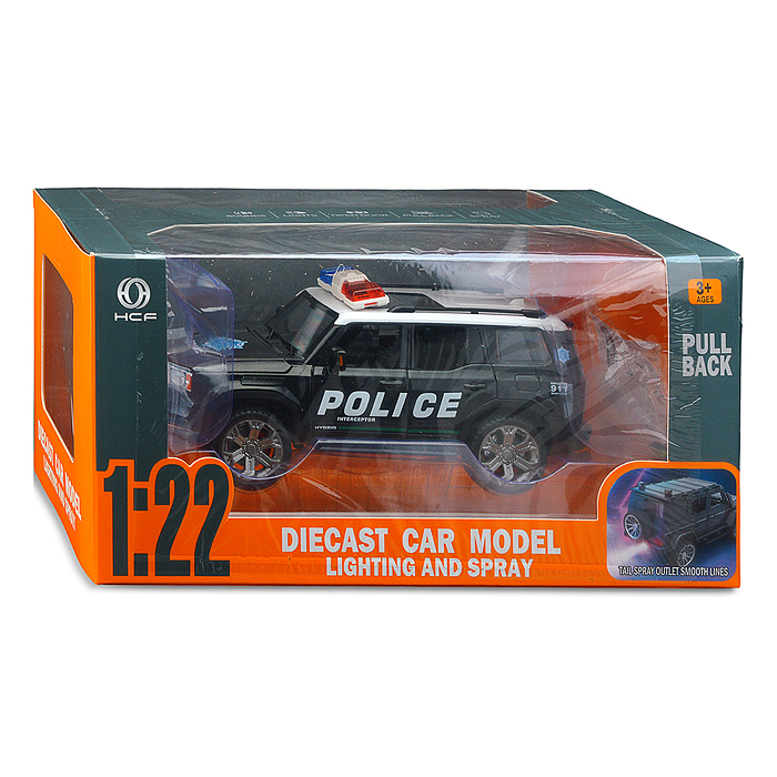 Машина HCL-621P "Полицейский внедорожник" (свет, звук, дым) в коробке