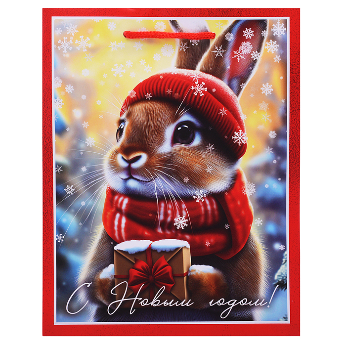 Бумажный пакет для сувенирной продукции с ламинацией, с шириной основания 17,8 cм. 