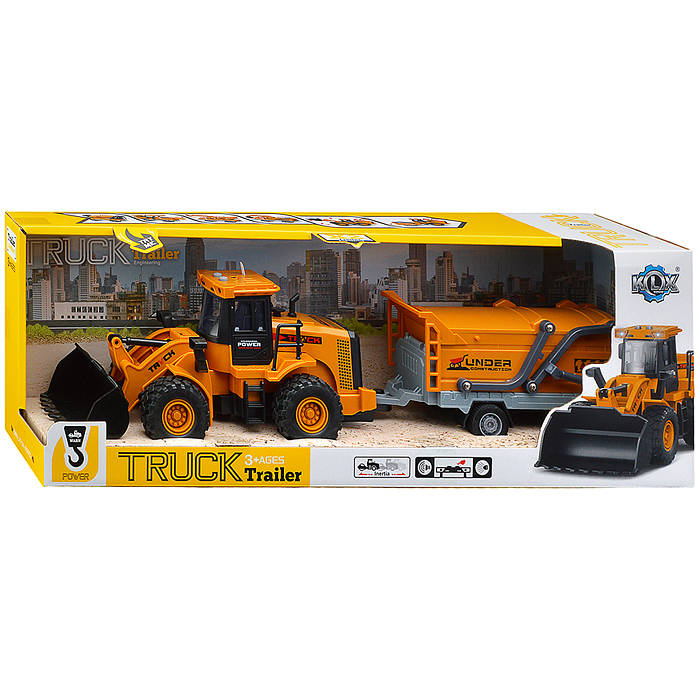 МашинаKLX900-6 "Трактор-погрузчик" с прицепом (свет, звук) в коробке