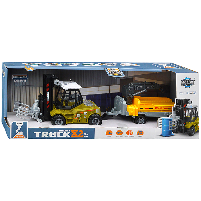 Машина KLX900-60 "Погрузчик" с прицепом (свет, звук) в коробке 