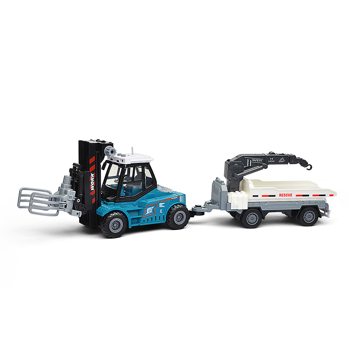 Машина KLX900-60 "Погрузчик" с прицепом (свет, звук) в коробке 