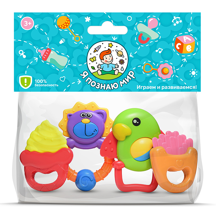 Фото к товару Набор погремушек Y0048 "Друзья" в пакете Набор погремушек Y0048 "Друзья" в пакете