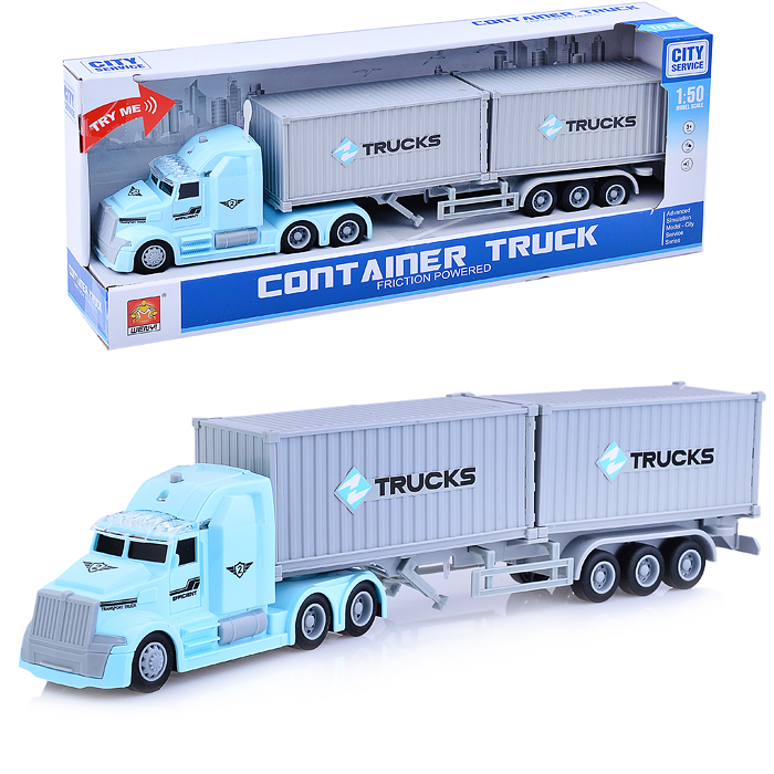 Машина WY784B "Фура" 1:50 (свет, звук) цвет голубой, в коробке