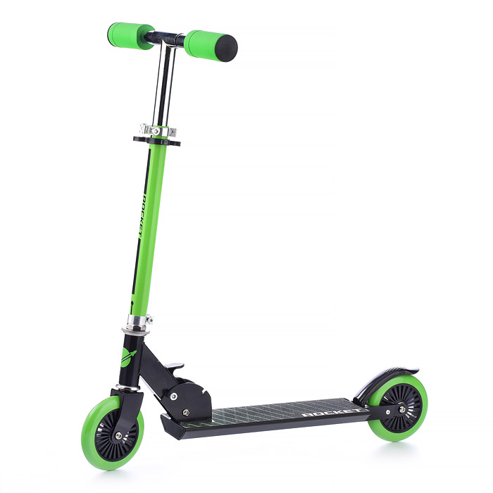 Фото к товару Самокат 2-х колесный ROCKET,колеса PU/ 125 мм,ABEC 7, зеленый Самокат 2-х колесный ROCKET,колеса PU/ 125 мм,ABEC 7, зеленый