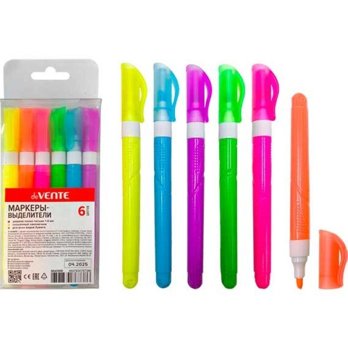 Набор маркеров-выделителей "Sirius" (06 цв - желт, зел, оранж, роз, сирен, голуб) круглый корпус