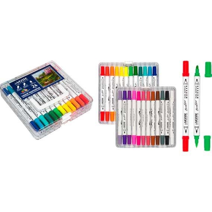 Набор маркеров акриловых "HOBBY CREATIVE. Classic&Pastel" 24 цвета, двусторонние 