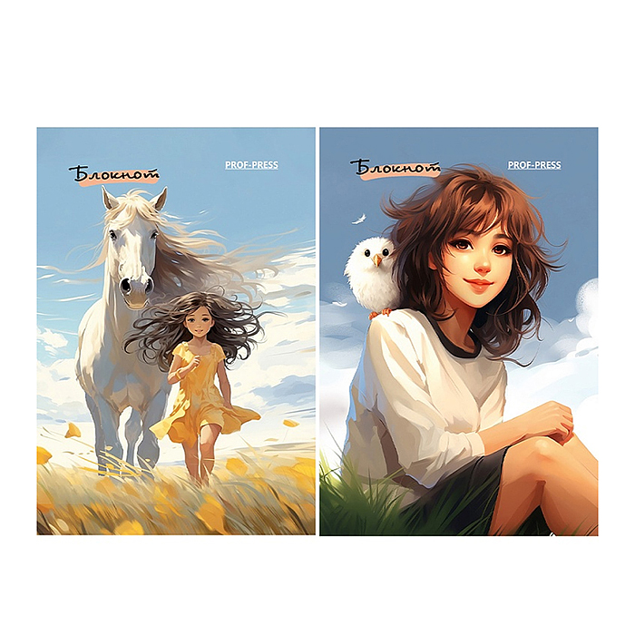 Блокнот 48л. А7 "Девушка и животные-1" КБС, цвет.мелов.обл, блок-офсет Блокнот 48л. А7 "Девушка и животные-1" КБС, цвет.мелов.обл, блок-офсет