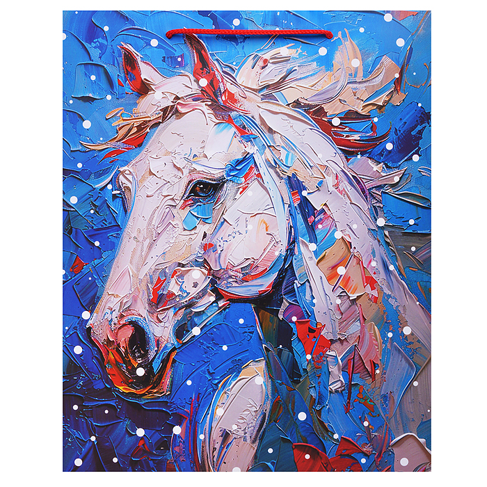 Бумажный пакет для сувенирной продукции с ламинацией, с шириной основания 26 cм.