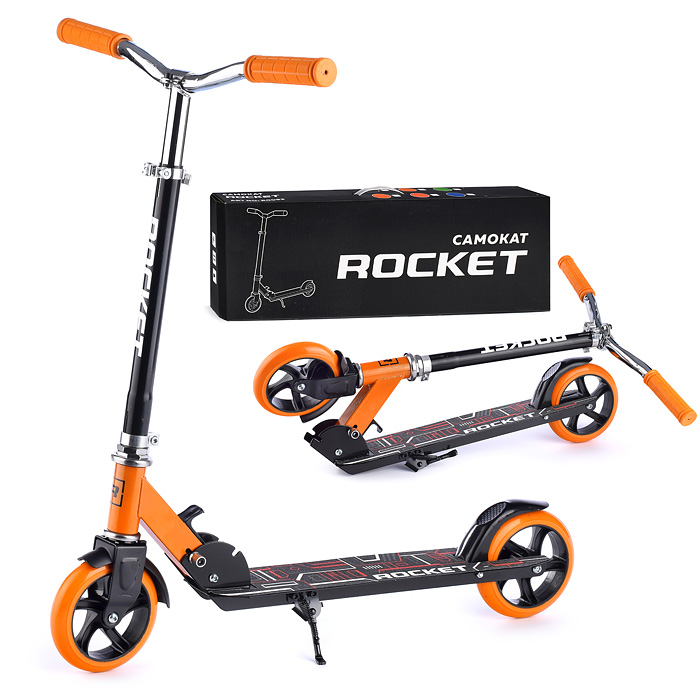 Самокат 2-х колесный ROCKET,колеса PU/ 145 мм,ABEC 7, оранжевый