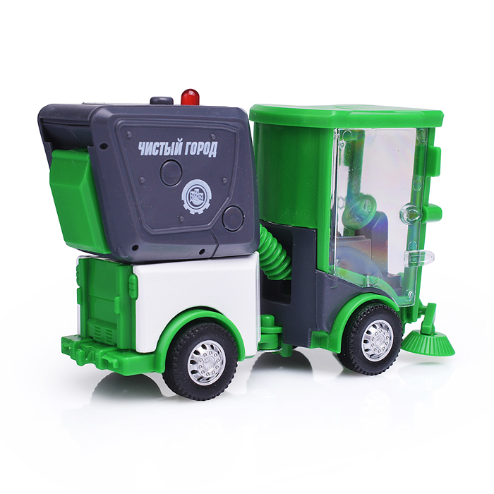 Машина металл "Уборочная машина" 11 см, свет-звук, двери, багаж, зеленый, 