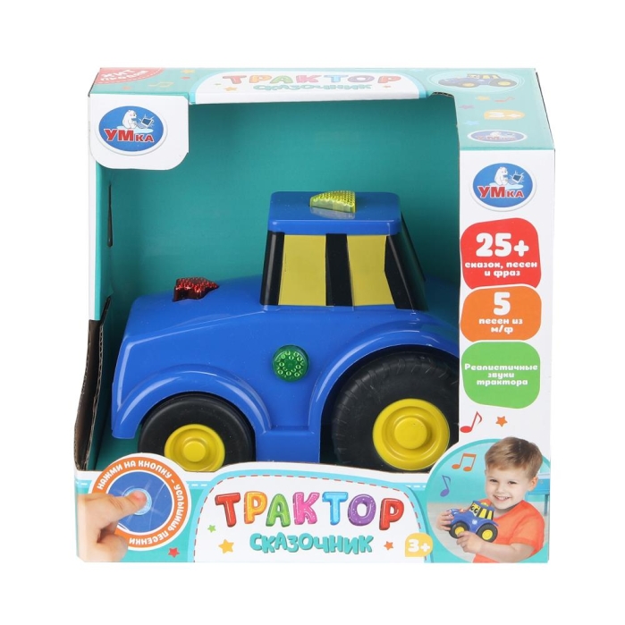 Каталка "Трактор" (25+ сказок, песен и фраз) в коробке 