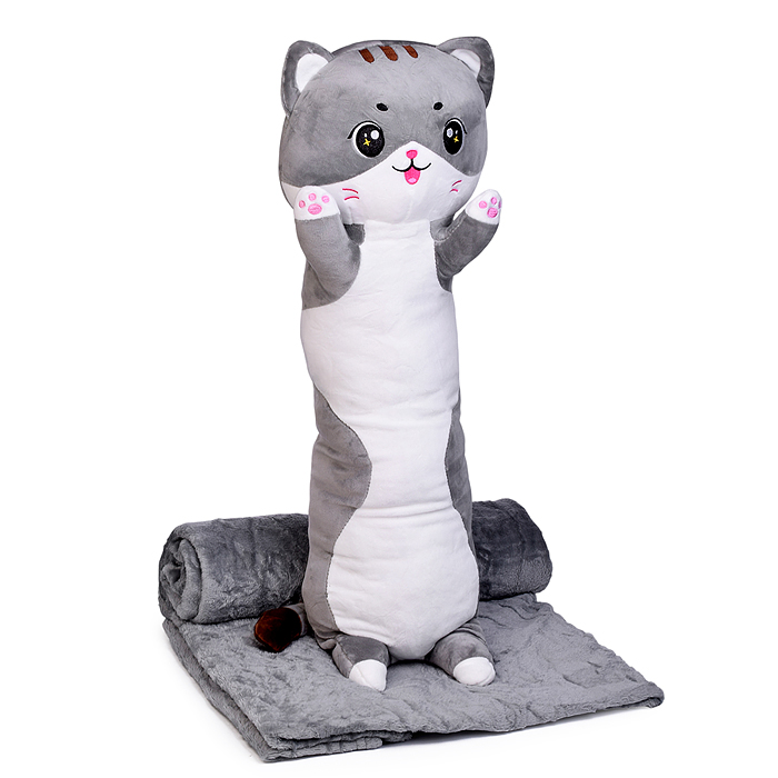 Мягкая игрушка "Кот" М1559 с пледом (110х150)