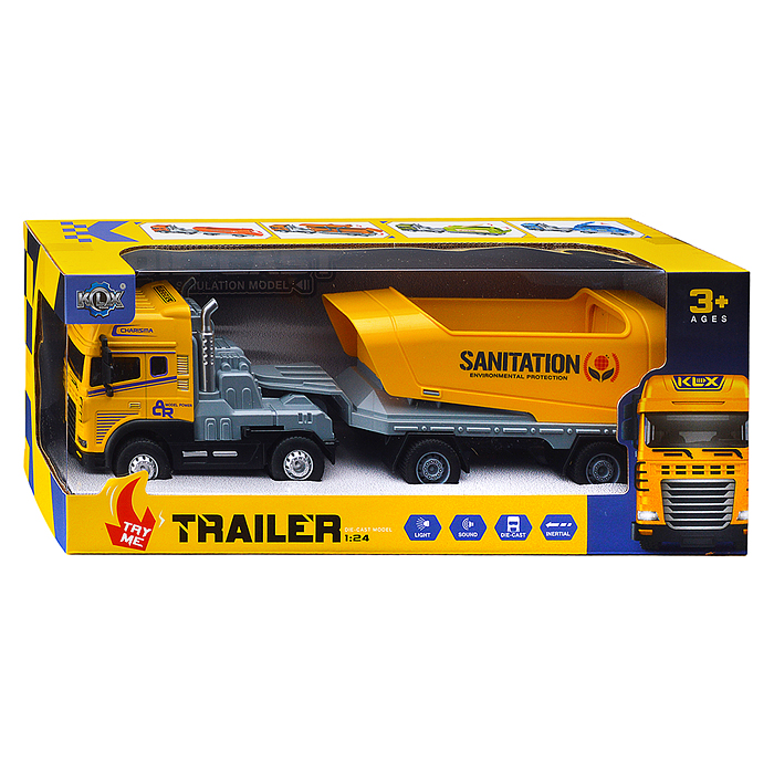 Машина KLX800-269 "Трейлер с прицепом" (свет, звук) в коробке