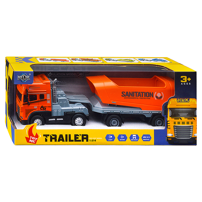 Машина KLX800-269 "Трейлер с прицепом" (свет, звук) в коробке