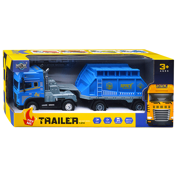 Машина KLX800-270 "Трейлер перевозчик" (свет, звук) в коробке