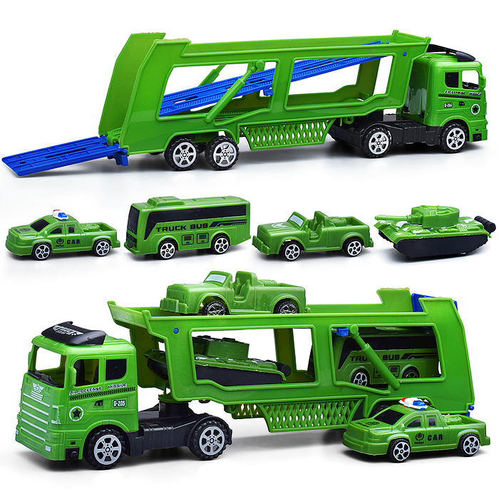 Автовоз MR890-H6 с военным автотранспортом, под колпаком