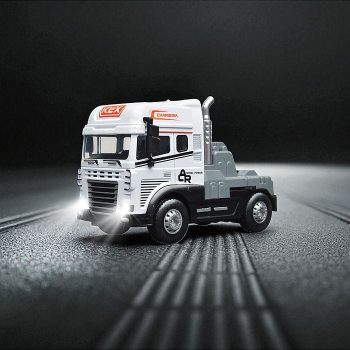 Машина KLX800-277 "Тягач с прицепом и прожекторами на манипуляторе" (свет, звук) в коробке