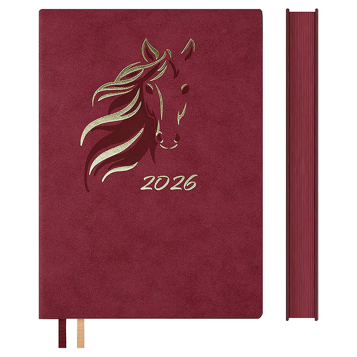 Ежедневник датированный 2026 Escalada, А5, 176 л., Замша бордовый