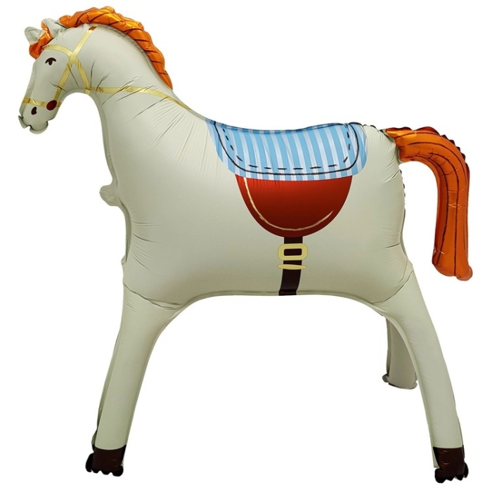 Шар 3D (35''/89 см) Фигура, Лошадка, Бежевый, Сатин, 1 шт. в уп.