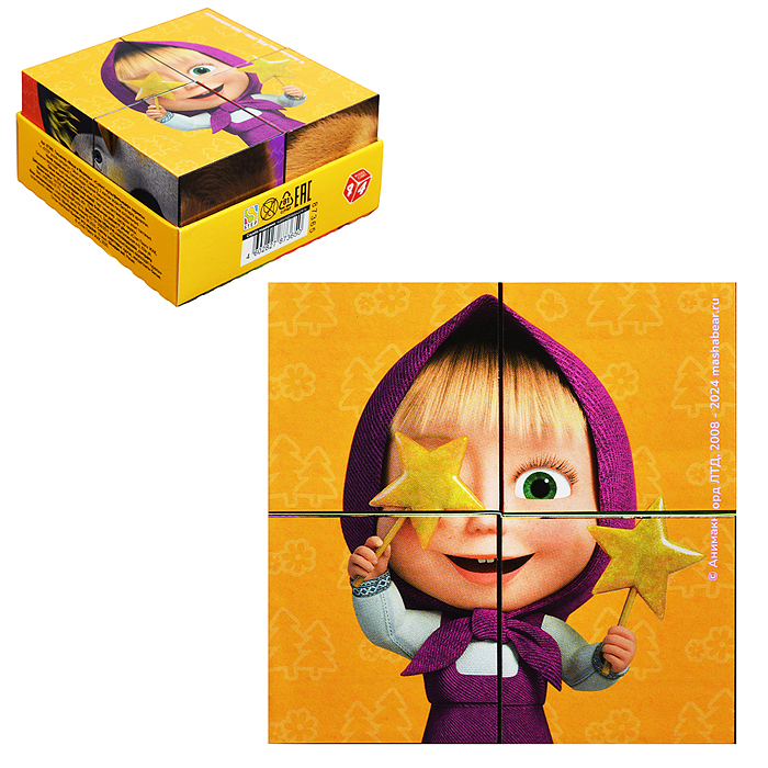 Кубики 4шт "Маша и Медведь" (Анимаккорд) Кубики 4шт "Маша и Медведь" (Анимаккорд)