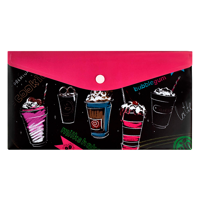 Папка для документов пластиковая "Коктейли" полипропилен, 26x14 см, 1 отделение (-я), 