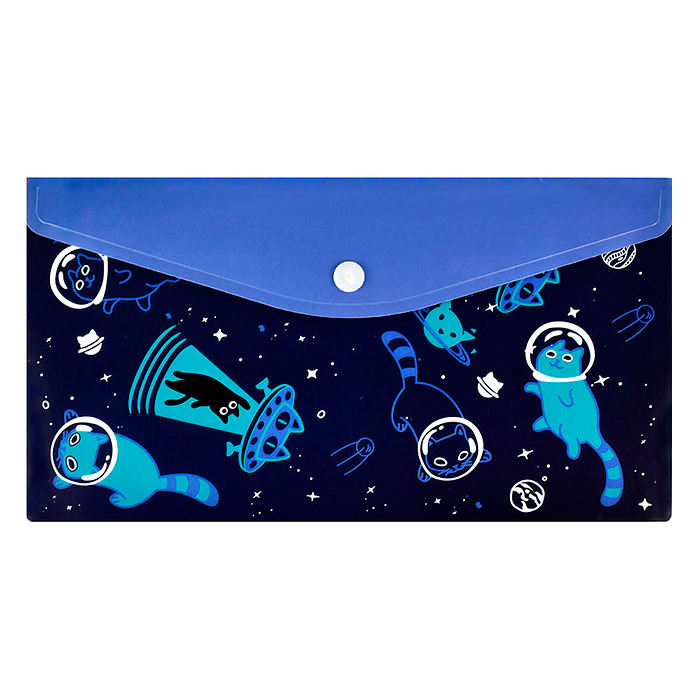 Папка для документов пластиковая "Коты в космосе" полипропилен, 26x14 см, 1 отделение 