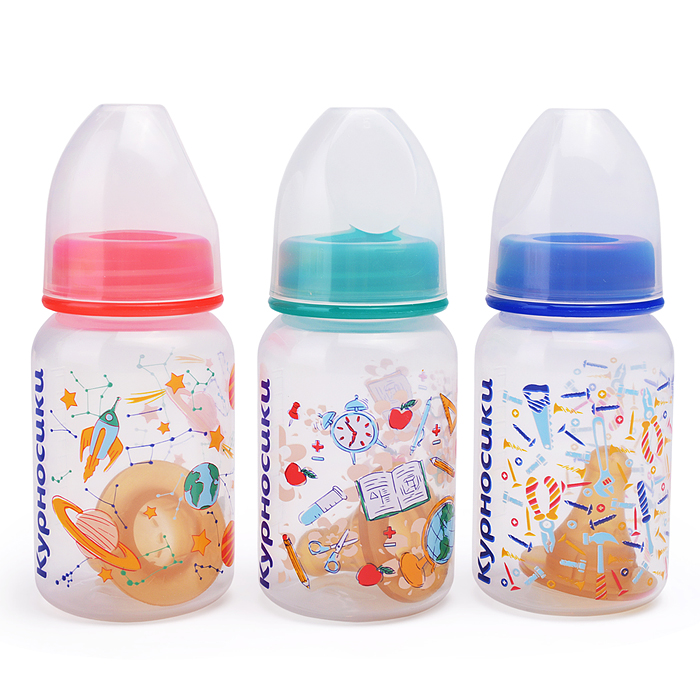 Бутылочка прямая с латексной соской "Профессии" без ручек 125 мл