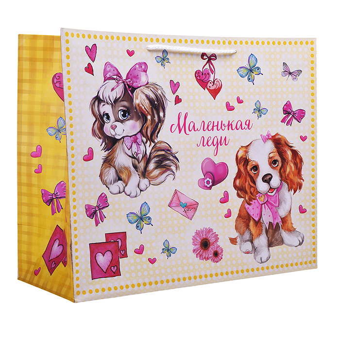 Фото к товару Бумажный пакет для сувенирной продукции "Щеночки" с ламинацией Бумажный пакет для сувенирной продукции "Щеночки" с ламинацией