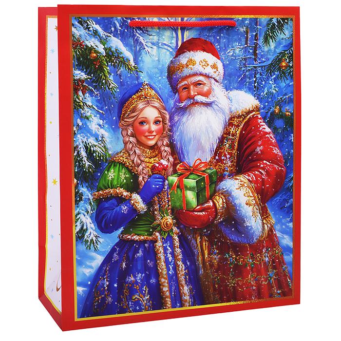 Бумажный пакет для сувенирной продукции с ламинацией, с шириной основания 26 cм.