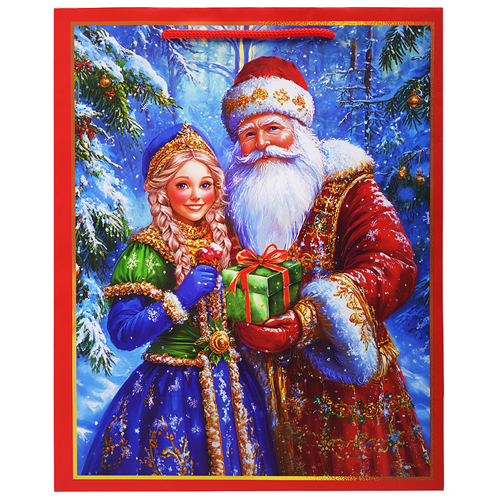 Бумажный пакет для сувенирной продукции с ламинацией, с шириной основания 26 cм.