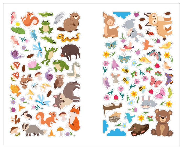 Веселые наклейки. В лесу