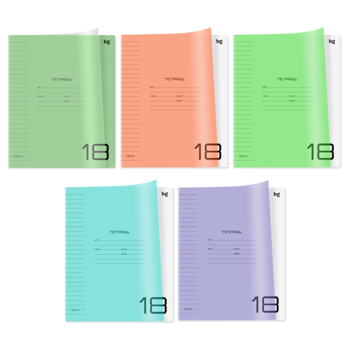 Тетрадь 18л. линия "UniTone. MIX", пластиковая обложка 