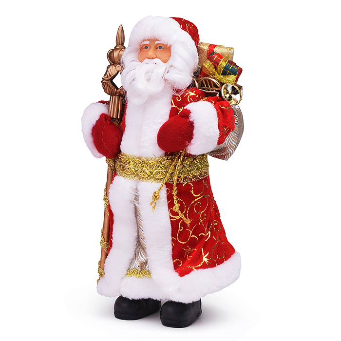 Новогодняя фигурка "Дед Мороз В красной шубке" ПВХ, полиэстер