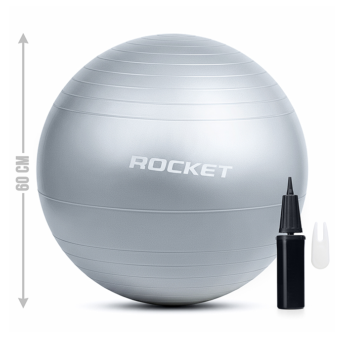 Фитбол 60см ROCKET R0217 Антивзрыв, цвет серый (60-65см 800г)