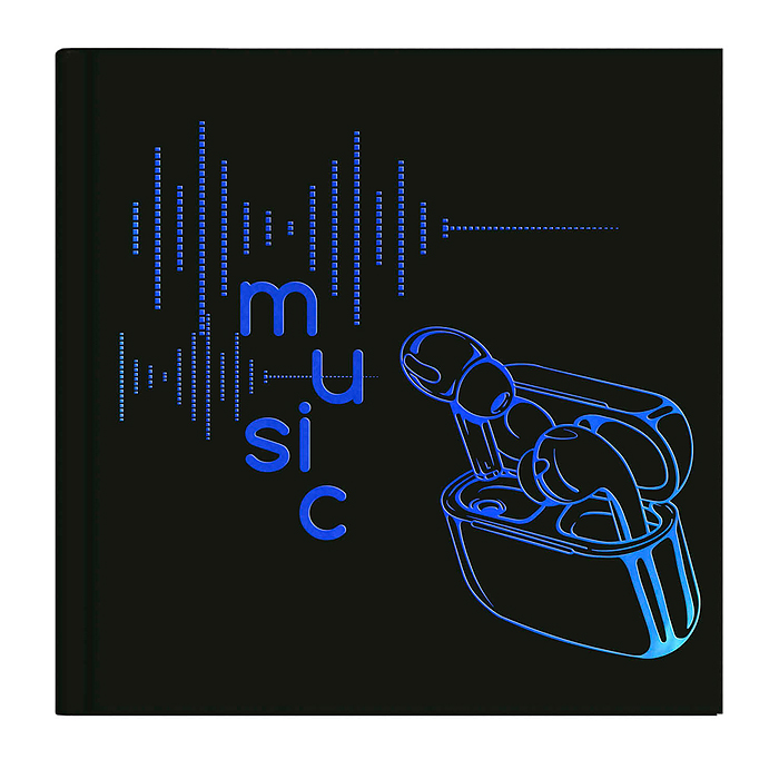 Записная книжка 80л. А6 "Синие наушники" 105х105 мм, твёрдый переплёт, полноцве