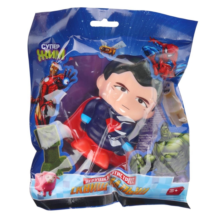 Игрушка - антистресс "Сквиш малыш" "Супер герои. Красный плащ" флоупак, Супер Жим Игрушка - антистресс "Сквиш малыш" "Супер герои. Красный плащ" флоупак, Супер Жим